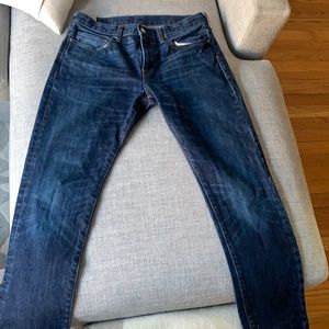 J crew men’s dark blue jeans - my favorite pair of jeans ever. Just don’t fit